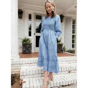 Tuckernuck Pink City Prints Cornflower Lolita Isabel Dress Blue